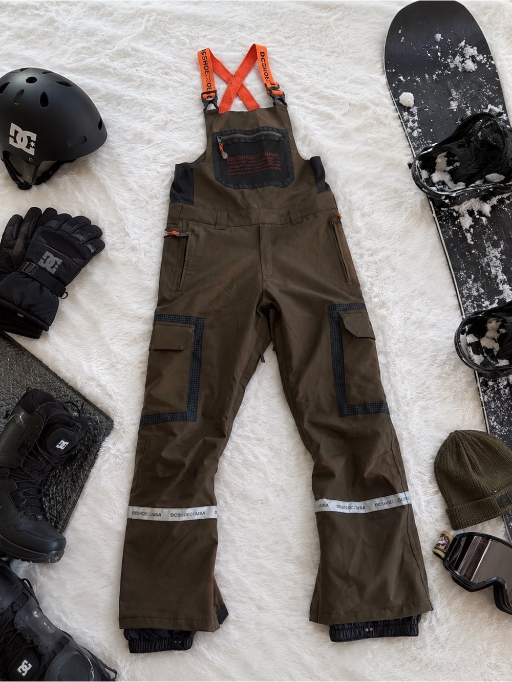 DC Shoes Type R-97 15K Men's Snow Bib Pants XS Brown/Orange/Black